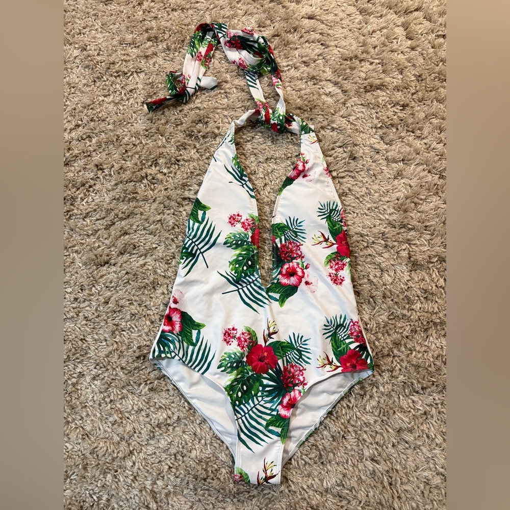 Floral Halter Women Swim One Piece